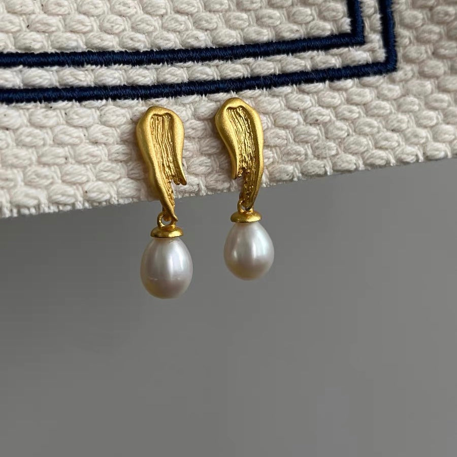 Baroque Freshwater Pearl Earrings Dangle Drop Retro Vintage Jewelry Gold Plated Earring