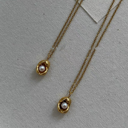 Baroque  Pearl  Necklace Gold Plated Trendy Pea Shaped Choker Charm Fashion Chain Vintage Jewelry