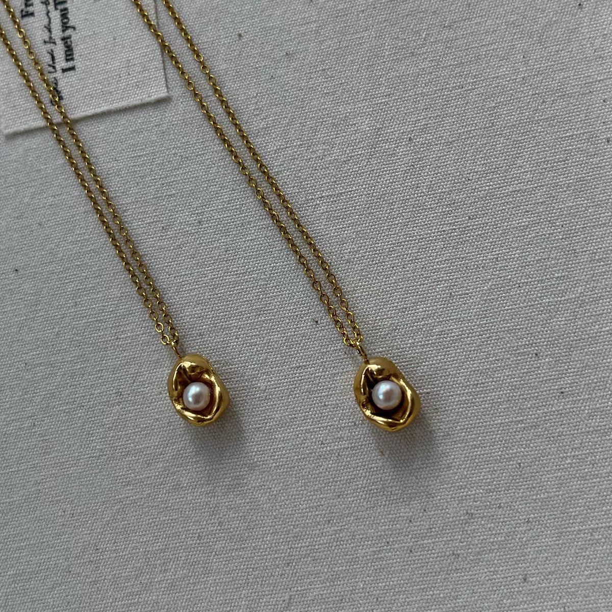 Baroque  Pearl  Necklace Gold Plated Trendy Pea Shaped Choker Charm Fashion Chain Vintage Jewelry