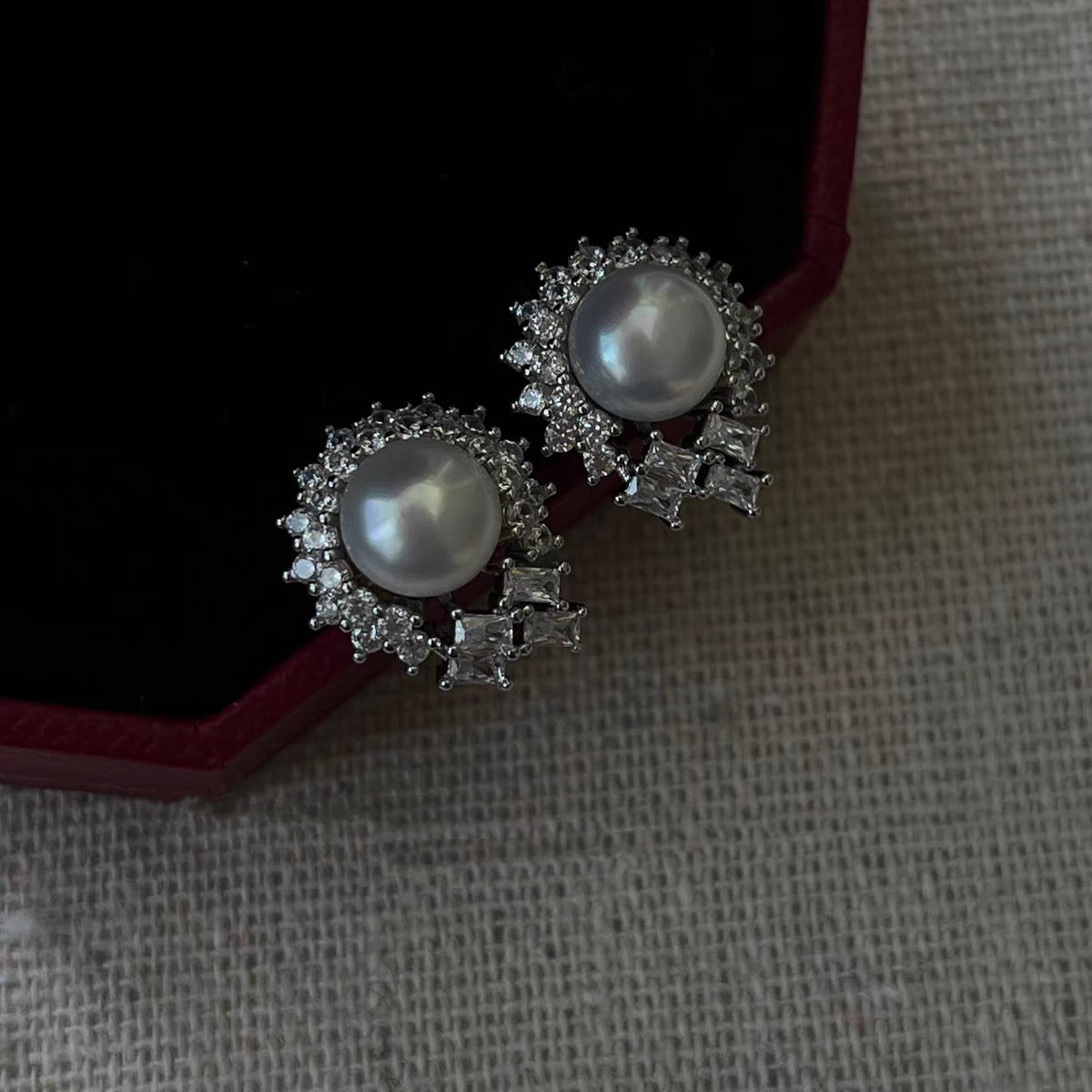 S925 Sterling Silver Cultured Freshwater Pearl Button Stud Earrings Vintage Jewelry for Women