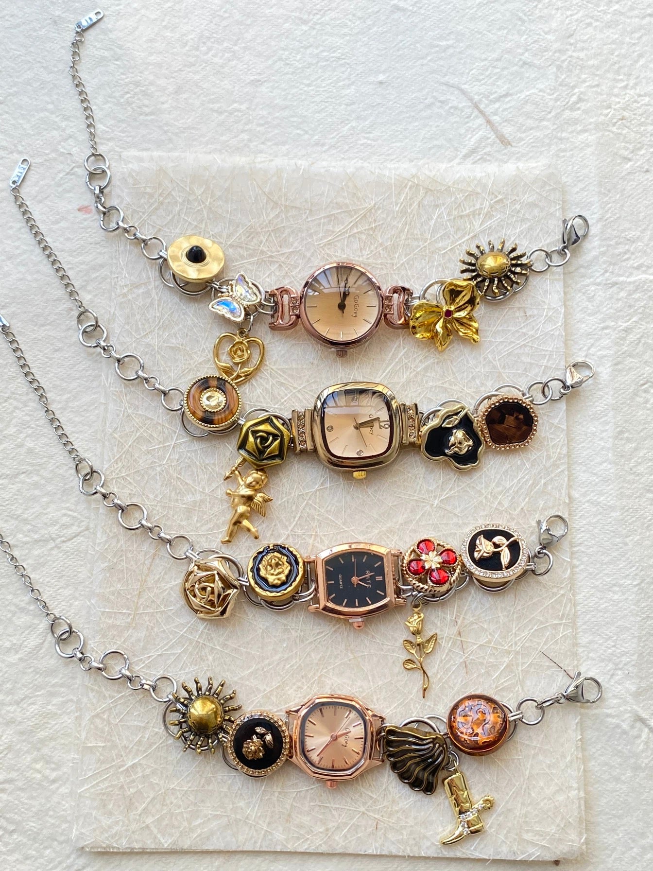 Vintage Gold Multi-Charm Watch Chain