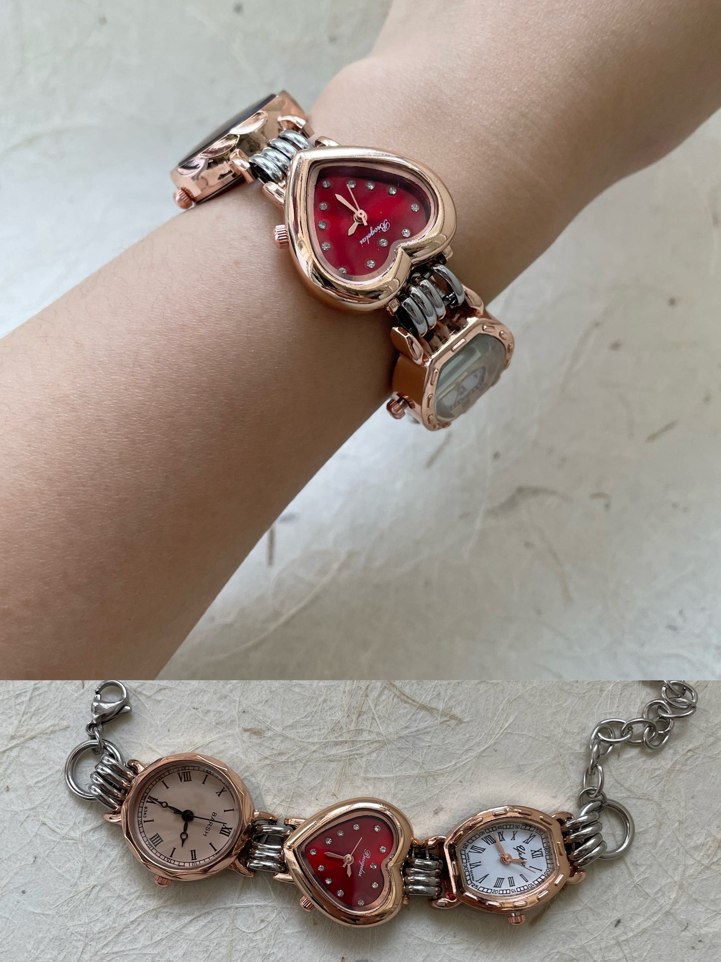 Vintage Punk 3 Watches Bracelet, Multi Watch Bracelet,Customizable Clock Bracelet.
