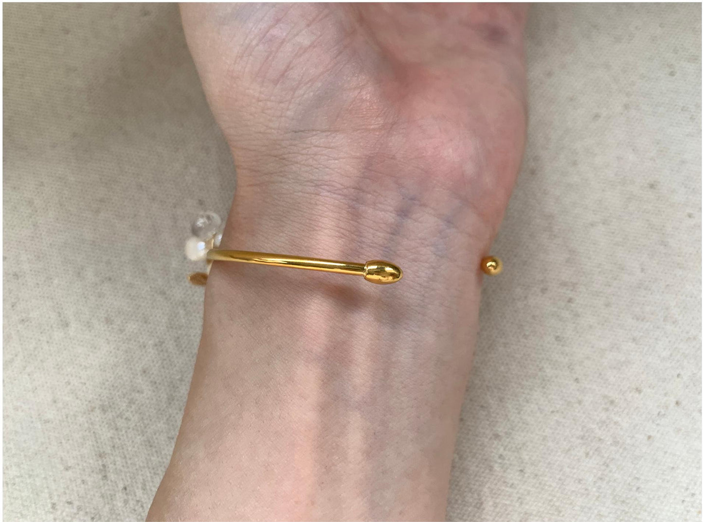 Vintage Bubble Resin Bead & Freshwater Pearl Cuff Bracelet with Hair Comb