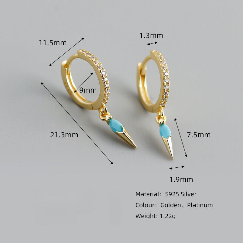 Elegant s925 Sterling Silver Hoop Earrings with Marquise Gemstones & Diamond Accents