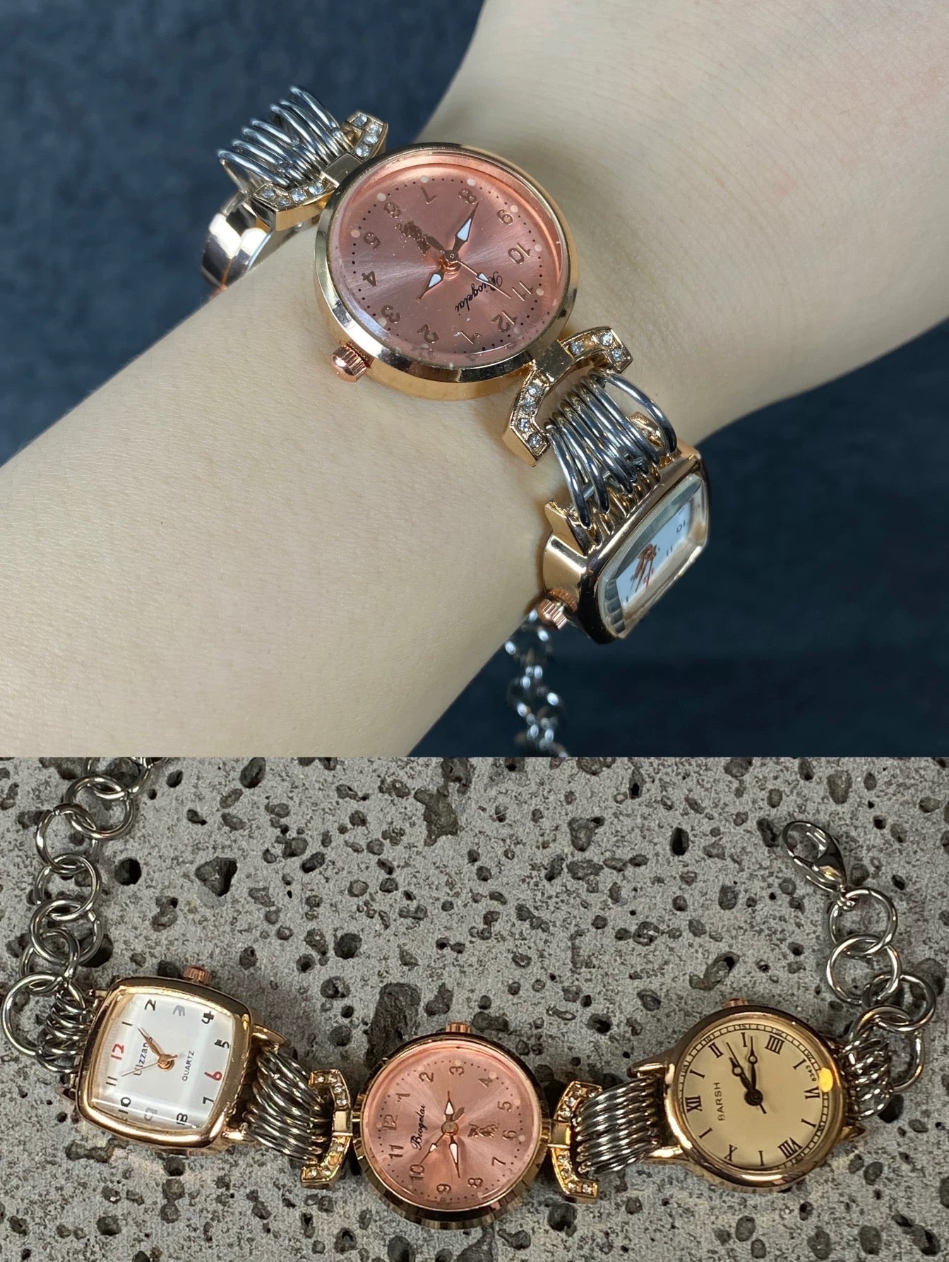 Vintage Punk 3 Watches Bracelet, Multi Watch Bracelet,Customizable Clock Bracelet.