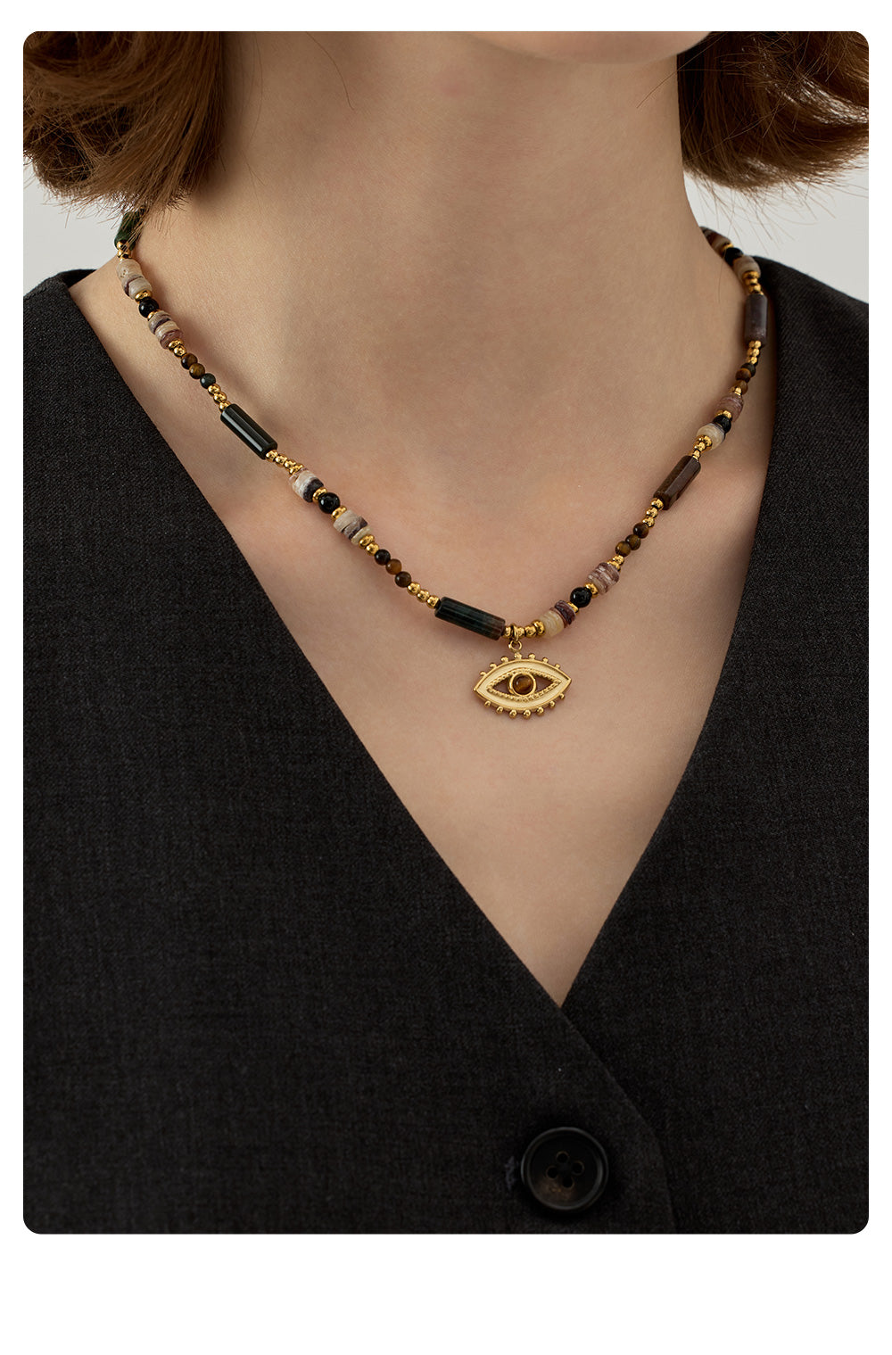 Exclusive Tiger's Eye Bead Necklace, Luxe Layering, Stylish Snake Chain, Graceful Collar