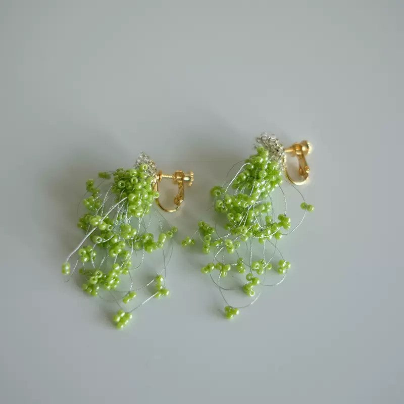 MoJone Handmade Original Bead Fringe Colorful Earrings and Clips for Female