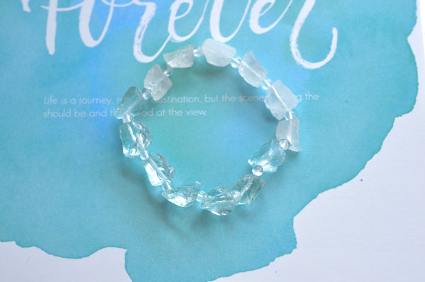 Natural White Quartz Crystal Bead Bracelet, Gradient Raw Stone, Women's Fashion Accessory