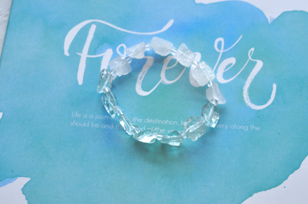 Natural White Quartz Crystal Bead Bracelet, Gradient Raw Stone, Women's Fashion Accessory