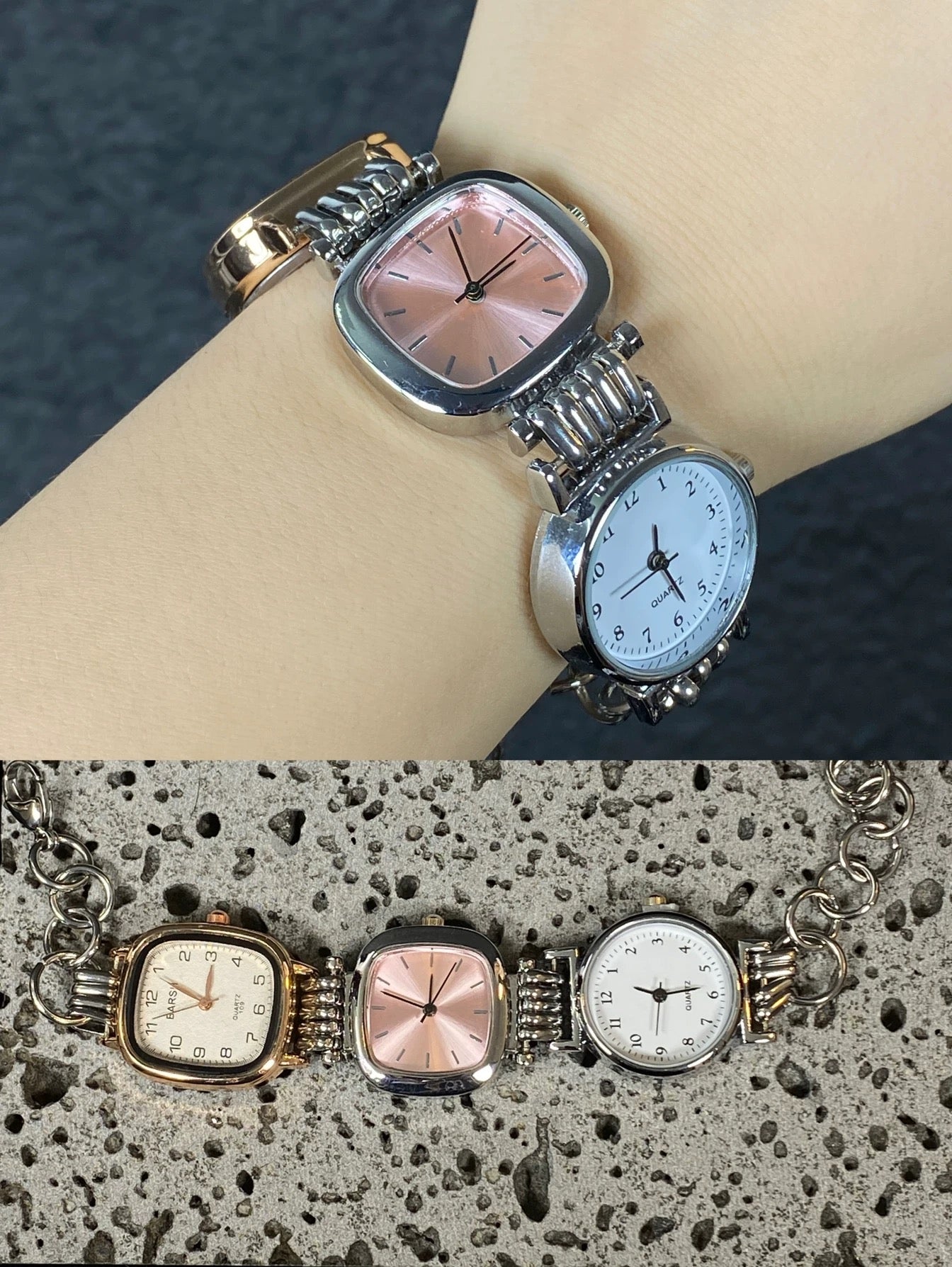 Vintage Punk 3 Watches Bracelet, Multi Watch Bracelet,Customizable Clock Bracelet.