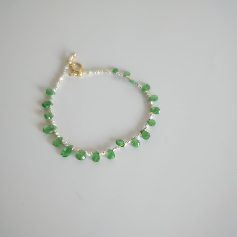MoJone Handmade Original Emerald Sterling Silver Bracelt,Energy Stone,Perfect Gift for Woman