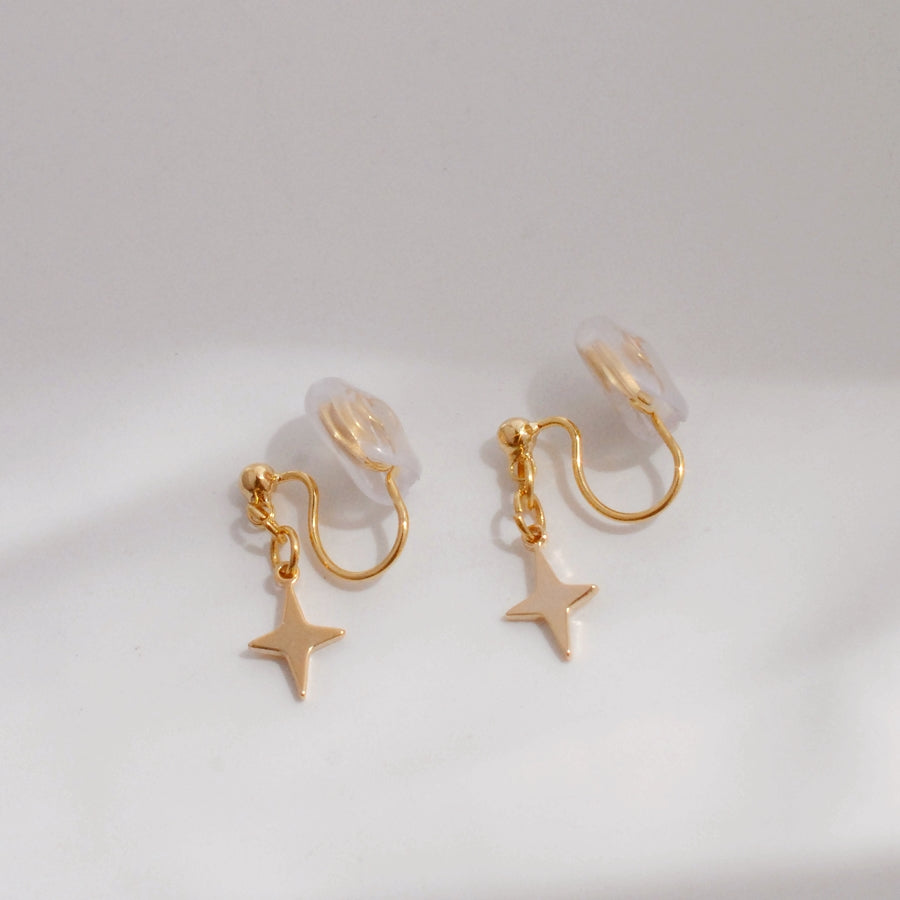 Painless Mosquito Coil Ear Cuff with GOODLUCK Letter Charm and Star Pendant and Ice Cream Cone