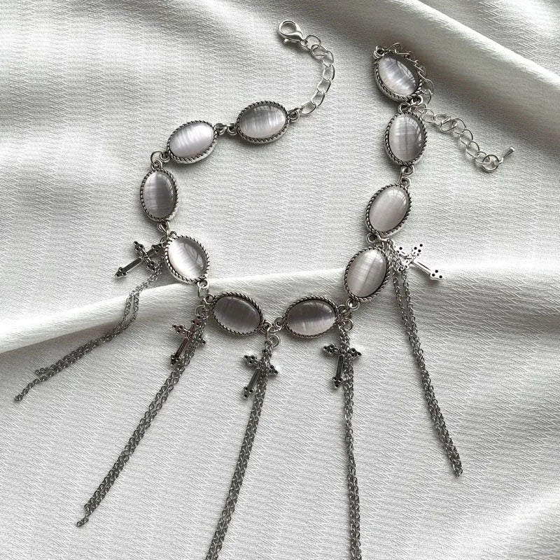 Y2k Bling Choker Necklace Fringe Tassel Chain Dainty Party Prom Necklace Jewelry for Women