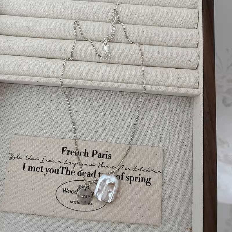 925 Sterling Silver Baroque Freshwater Grey Pearl Necklace, Women's Exquisite Neck Adornment