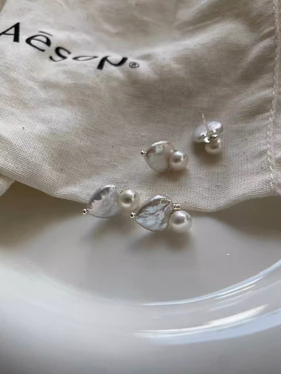 Heart-shaped Baroque Freshwater Pearl Earrings, 925 Sterling Siver, Adorable Accessory for Women
