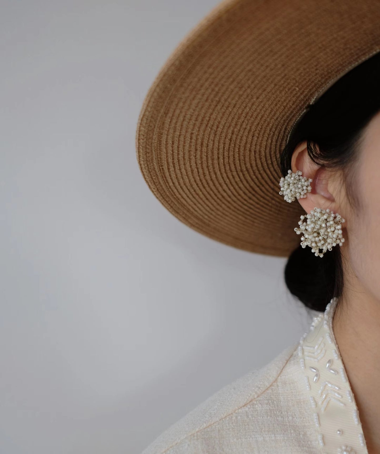 MoJone Handmade Original  Vintage Bead Sterling Green Earrings for Female