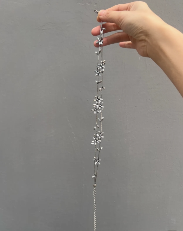 Adorable Chunky Niche Silver Copper Punk Flower Pendant Necklace Choker Chain for Women