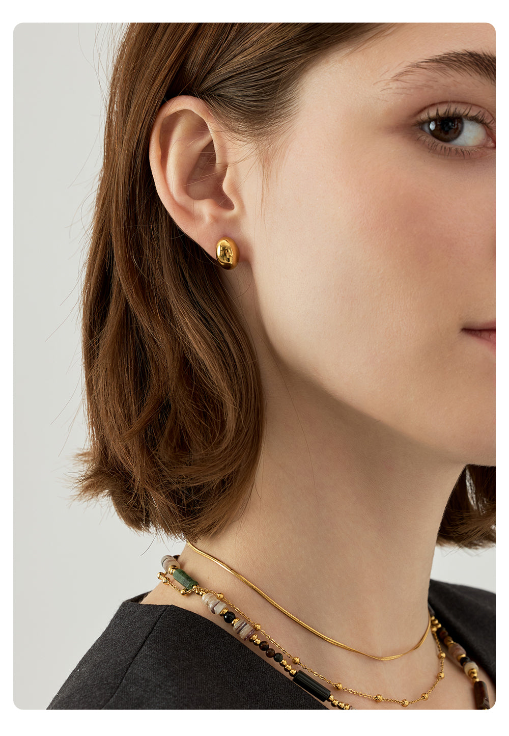 Exclusive Tiger's Eye Bead Necklace, Luxe Layering, Stylish Snake Chain, Graceful Collar