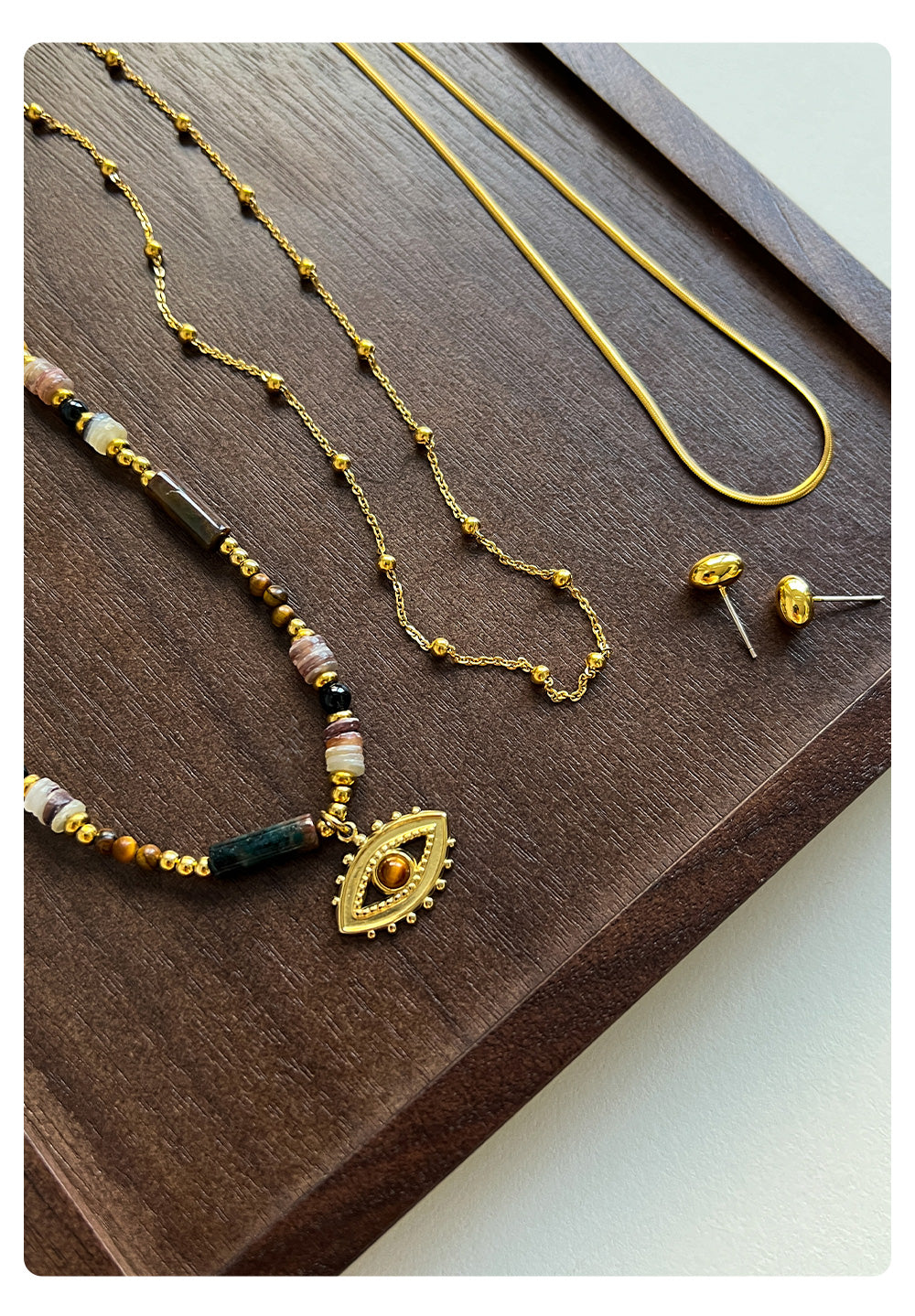 Exclusive Tiger's Eye Bead Necklace, Luxe Layering, Stylish Snake Chain, Graceful Collar