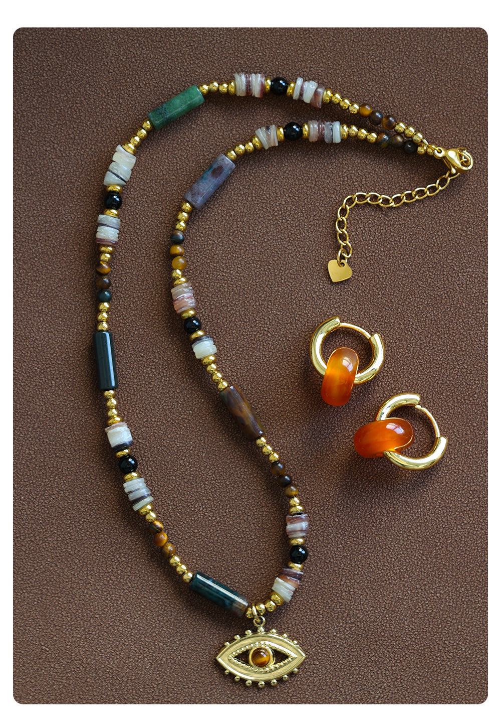 Exclusive Tiger's Eye Bead Necklace, Luxe Layering, Stylish Snake Chain, Graceful Collar