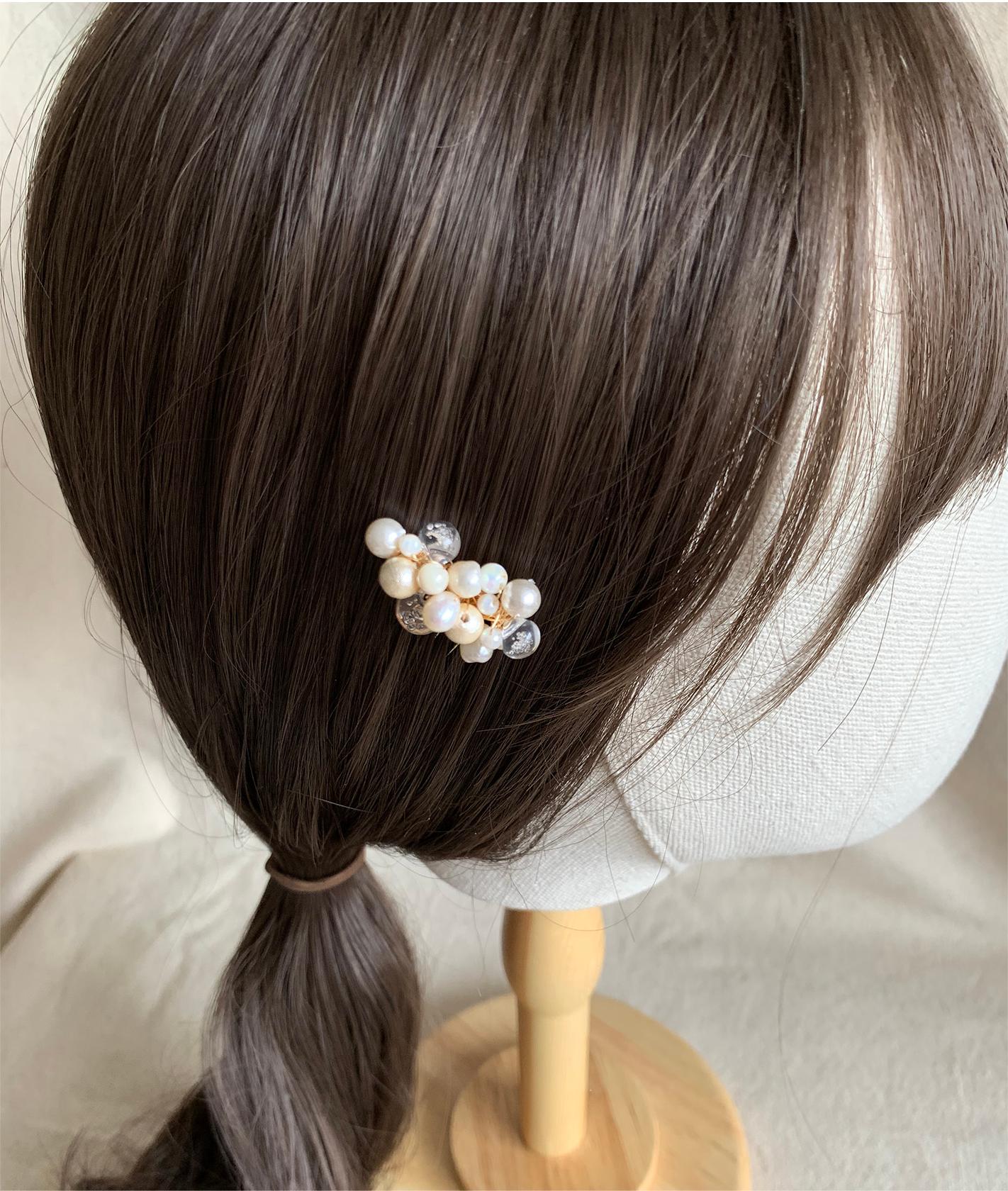 Vintage Bubble Resin Bead & Freshwater Pearl Cuff Bracelet with Hair Comb