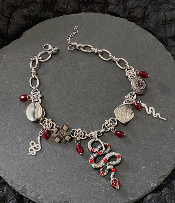 Cyber Punk Vintage Choker, Snake Pendant Necklace, Y2K accessory, Perfect Unique Gift for Woman