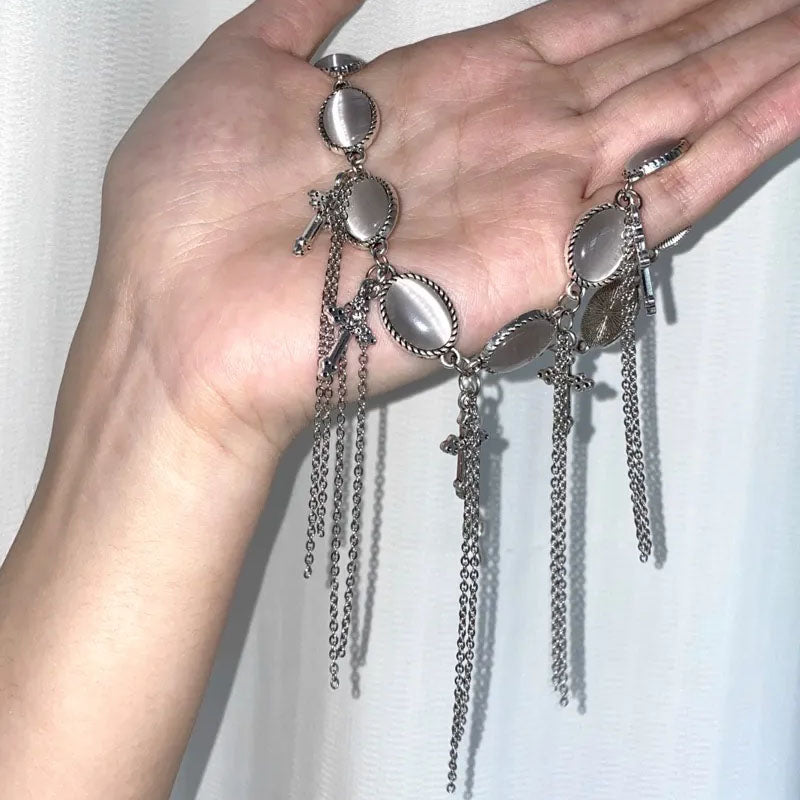 Y2k Bling Choker Necklace Fringe Tassel Chain Dainty Party Prom Necklace Jewelry for Women