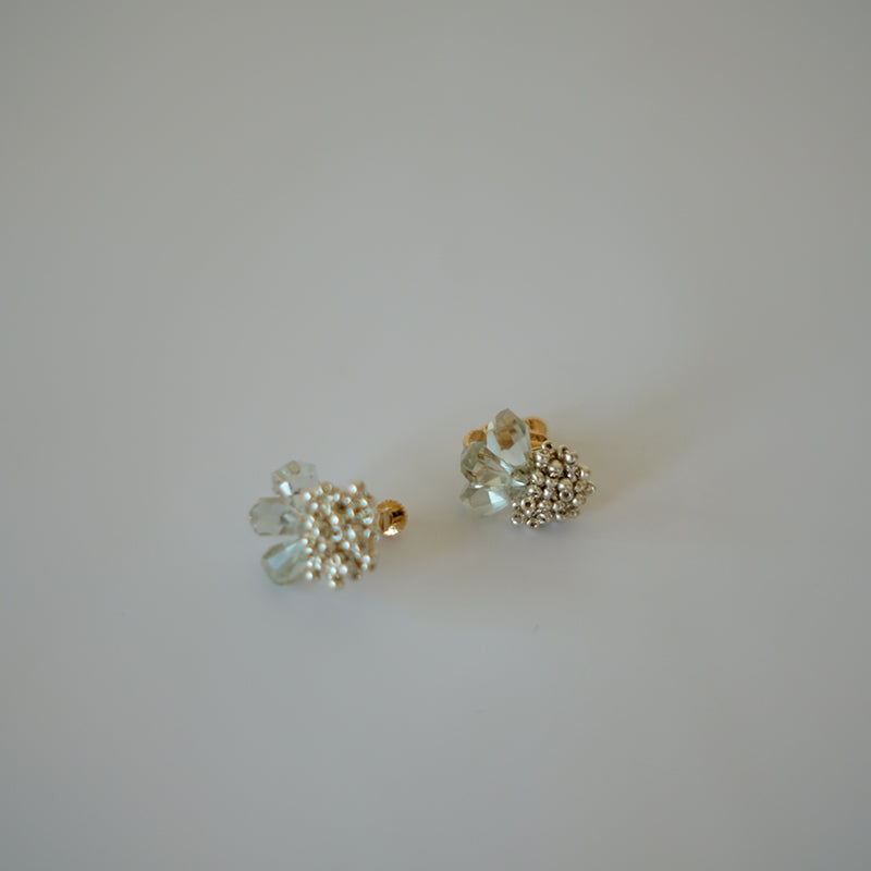 MoJone Unique Flower Shape Elegant Amethyst and Green Crystal Earrings, Clips Earring Choice