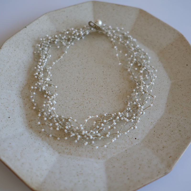 MoJone Handmade Original Vintage Bead Silver-green Necklace for Female