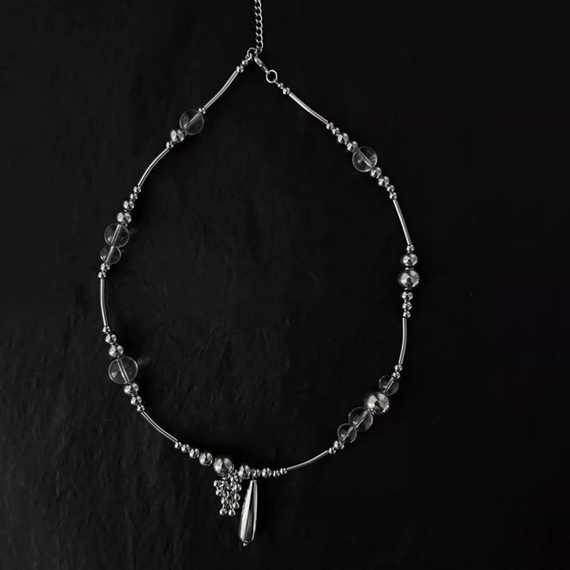 Titanium steel Beads Chain Necklace Choker Jewelry for Women and Girls