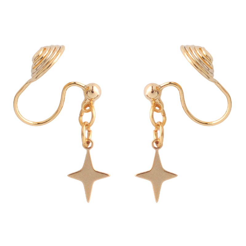 Painless Mosquito Coil Ear Cuff with GOODLUCK Letter Charm and Star Pendant and Ice Cream Cone