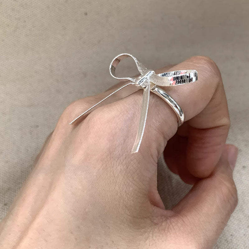 Sweet Bow Ring for Women Dainty Open Adjustable Bow Knot Ring,Butterfly Knot Ring Friendship Rings for Best Friends Statement Ring Wedding Jewelry Gifts