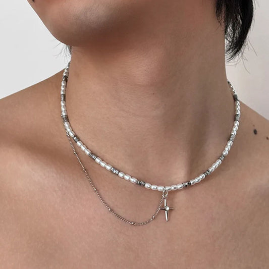 Personalized  Star Pendant, Pearl Necklace  for Women Necklace Choker Jewelry Gift