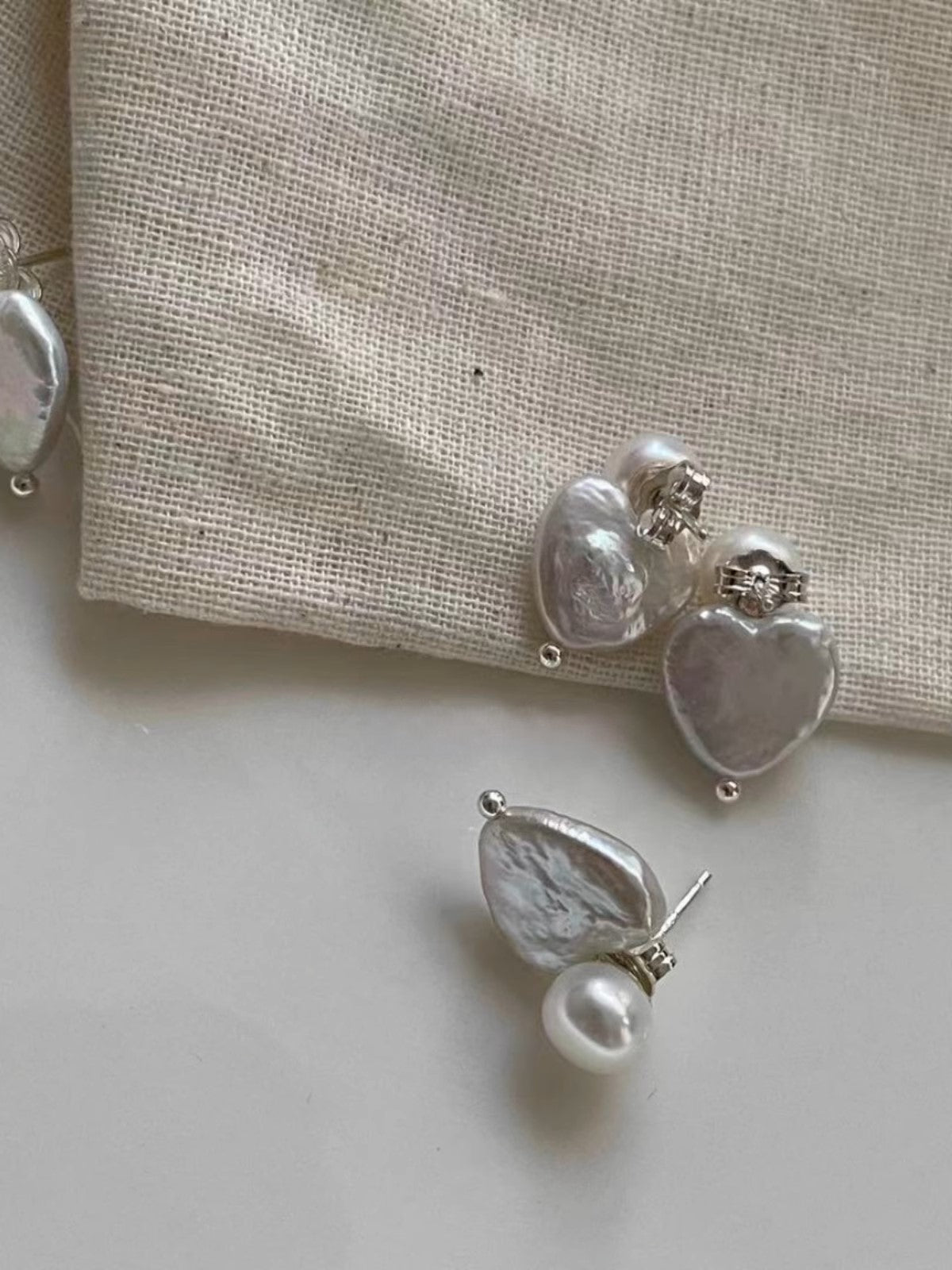 Heart-shaped Baroque Freshwater Pearl Earrings, 925 Sterling Siver, Adorable Accessory for Women