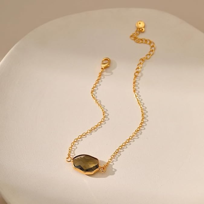 Brass Gold Plated Bracelet with Glass Diamond, Classic Bracelet for Women, 4 colors