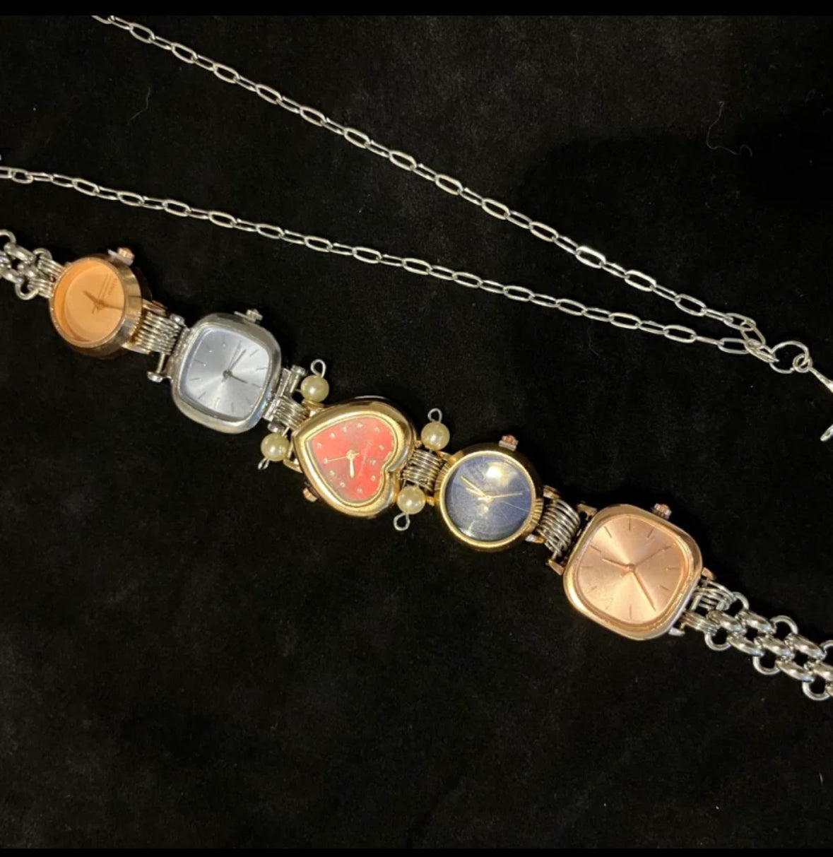 Cyberpunk Multicolor Watch Chunky Chain Necklace