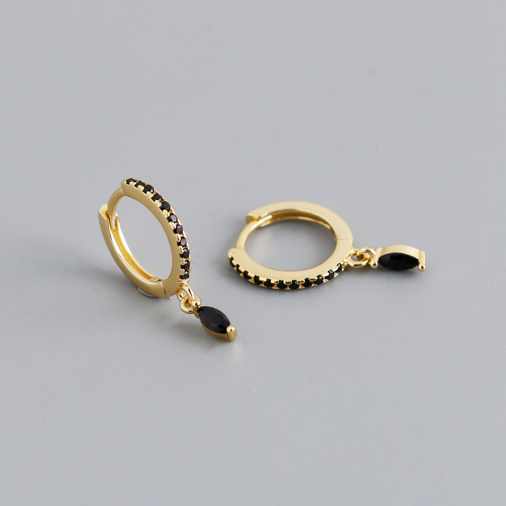 Elegant Multicolor Marquise Gemstone S925 Sterling Silver Hoop Earrings