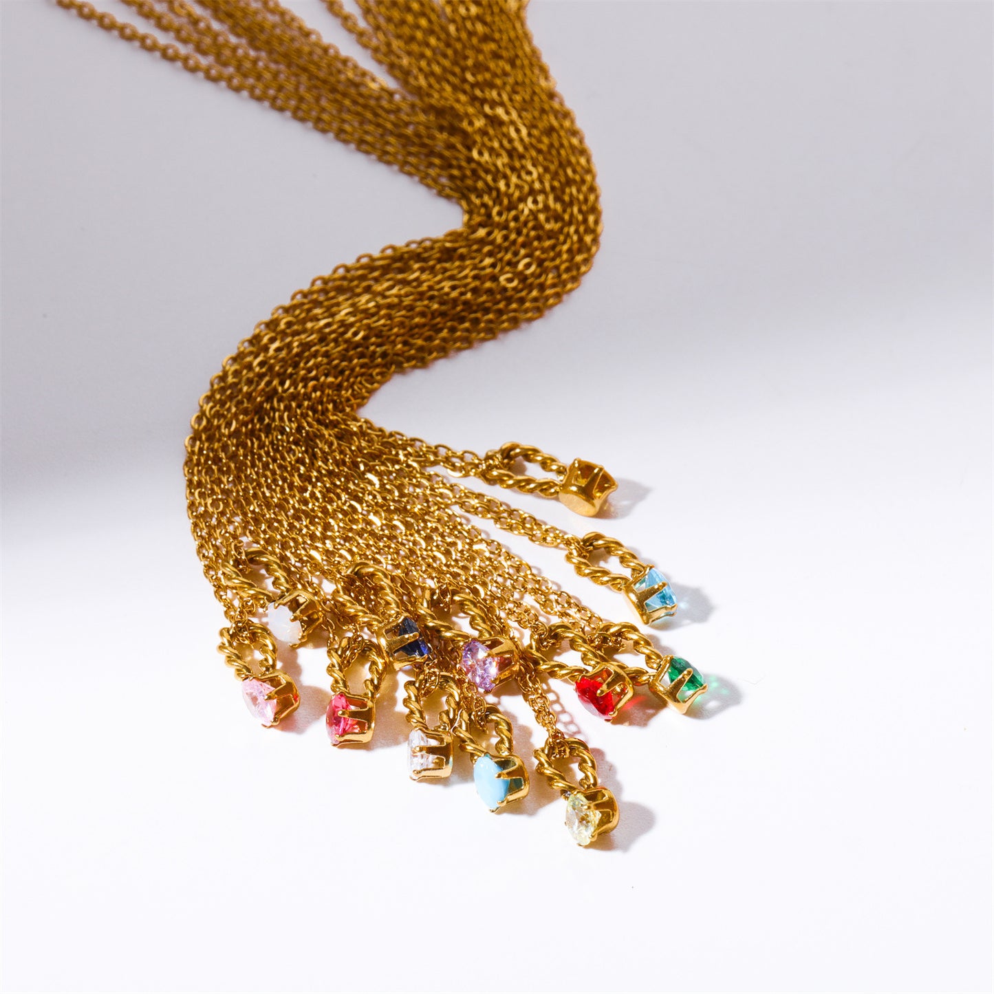 Zodiac Birthstone Necklace, Round Pendant with Colored Zirconia, Copper and Zirconia, 14k Gold Plated