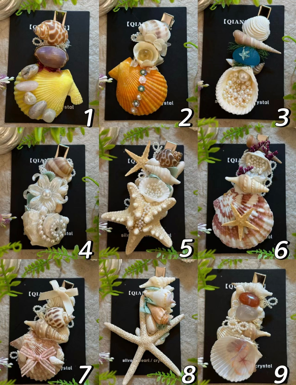 Handmade shell hair accessory, one of a kind piece