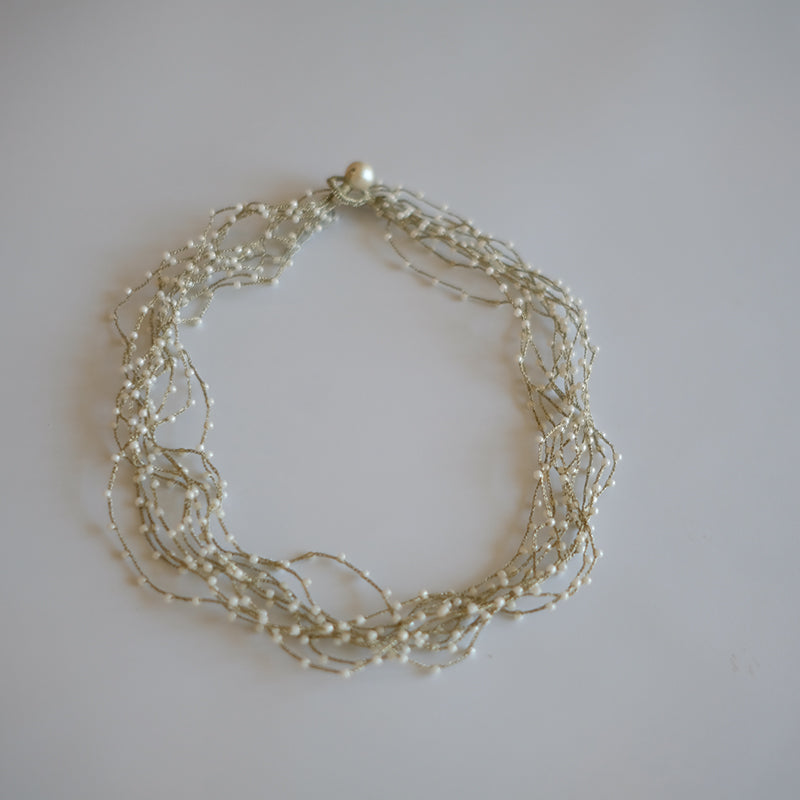 MoJone Handmade Original Vintage Bead Silver-green Necklace for Female