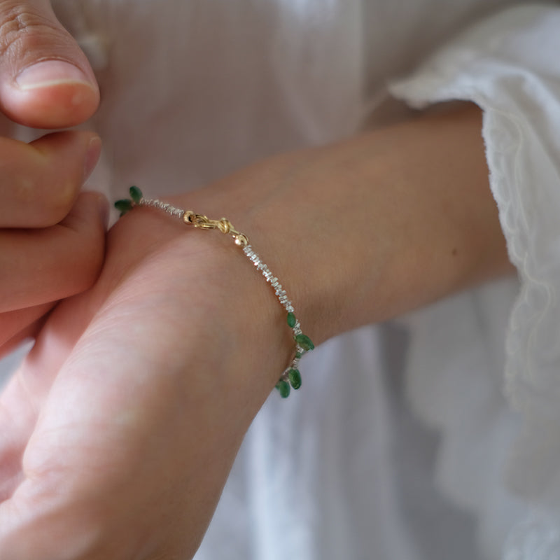 MoJone Handmade Original Emerald Sterling Silver Bracelt,Energy Stone,Perfect Gift for Woman