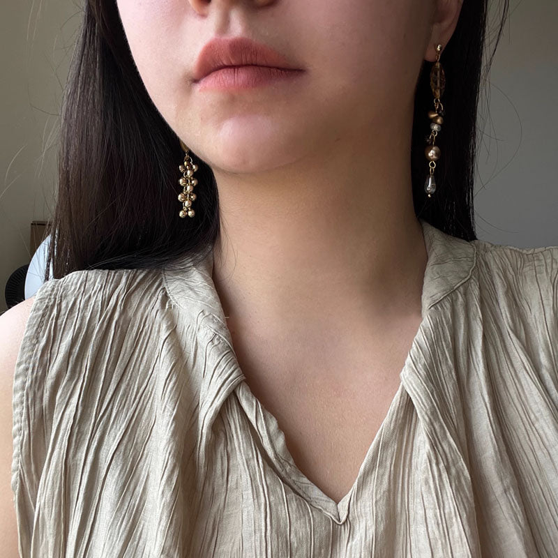 925 Silver Needle Retro Asymmetric Tassel Earring Pendant Long Earrings for Women