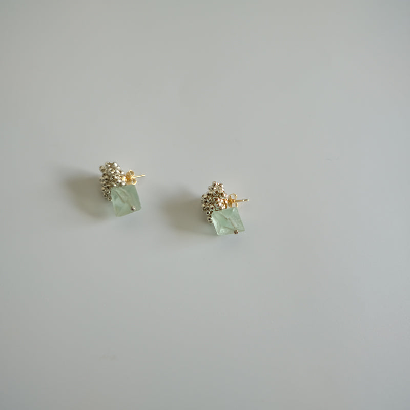 MoJone Handmade Original Green Stone Silver Beads Elegant Earrings for Female