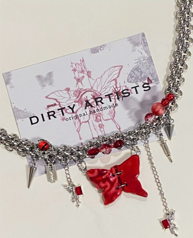 Cyber Punk Vintage Chunky Metal Chain Snake Necklace,Butterfly Pendant Choker, Trendy Jewelry, Y2KAccessories, Perfect Unique Handmade Gift