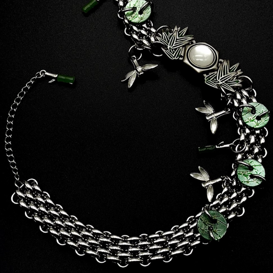 Niche "Bamboo" Button Choker Titanium Steel Chinese Punk Neck Chain  Necklace