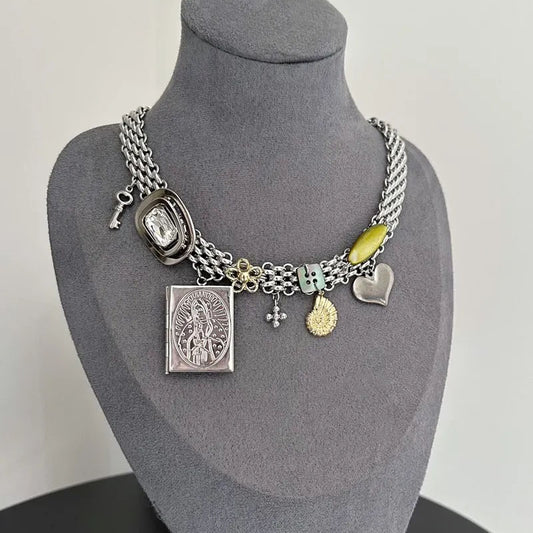 Vintage Titanium Steel Handmade Necklace Choker Alloy Pendant Jewelry Gift for Women