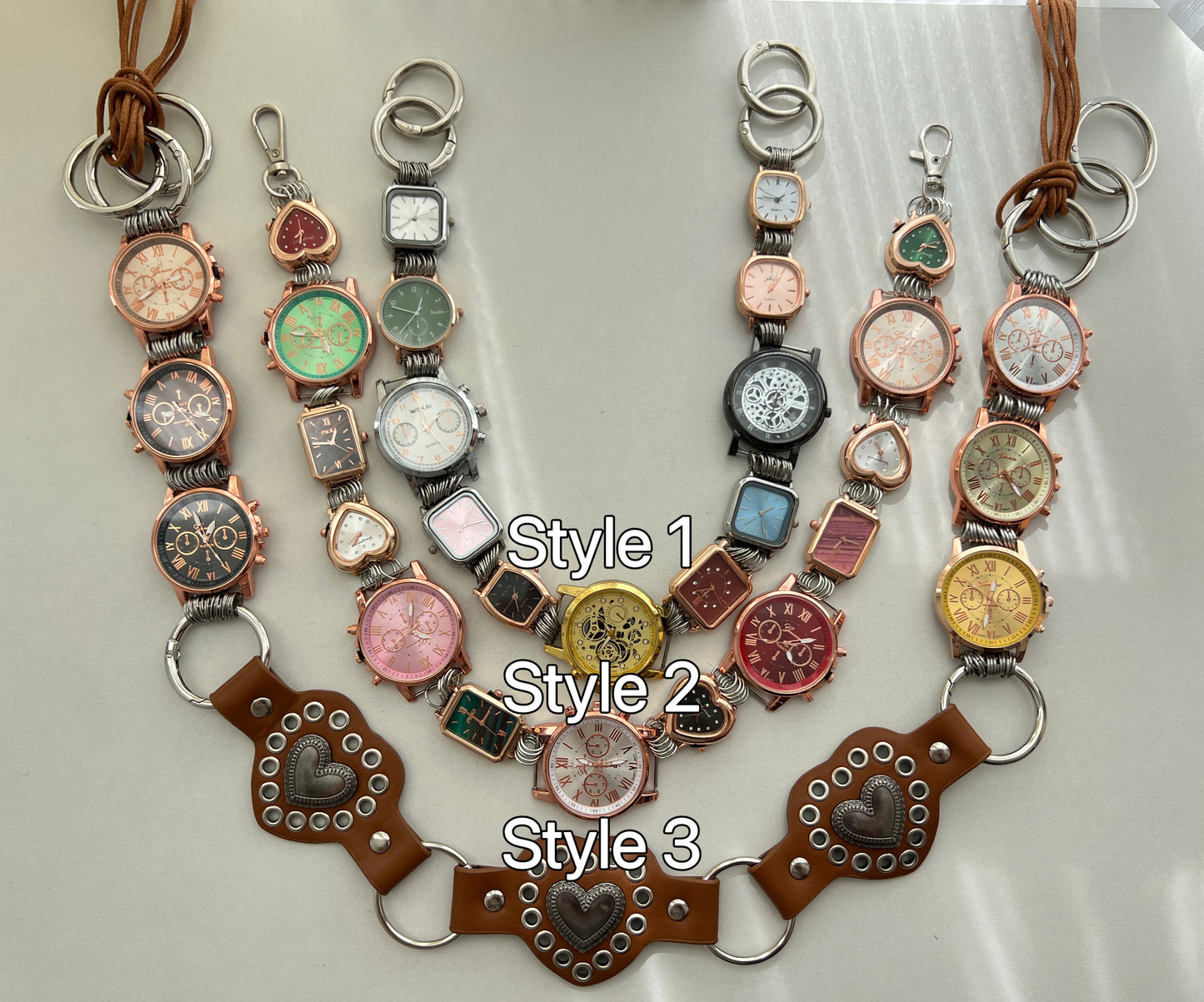 Y2K handmade multicolor watch bag strap,  unisex  watch bag chain & belt.
