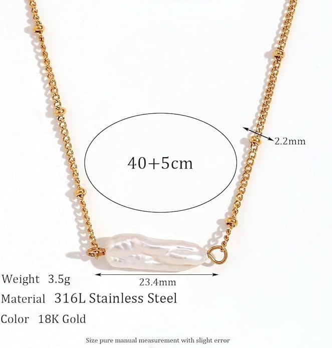 Natural Handcrafted Baroque Pearl Pendant 18K Gold Necklace, Baroque Bracelet Set, Adjustable Chain, Exquisite Women's Gift, Beautiful Gift Box, Holiday Gift Giving