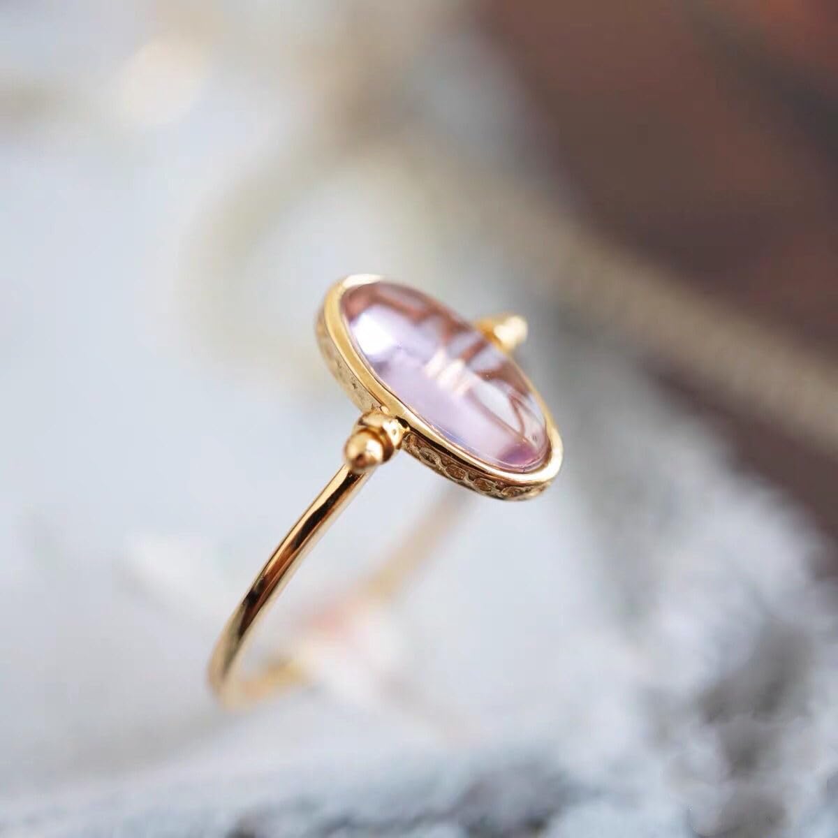 Amethyst Oval Ring Set in Gold and Purple color Design Amethyst Gemstone Ring,Reversible ring, Two ways to wear, Jewelry for Women