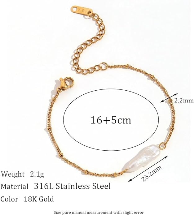 Natural Handcrafted Baroque Pearl Pendant 18K Gold Necklace, Baroque Bracelet Set, Adjustable Chain, Exquisite Women's Gift, Beautiful Gift Box, Holiday Gift Giving